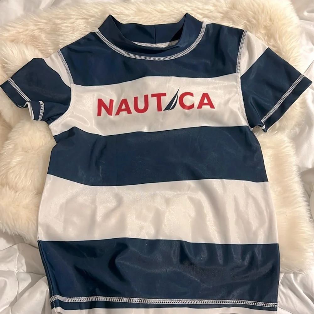 Nautica Swim Top size m 5/6 kids Rash-guard Swimwear NWOT